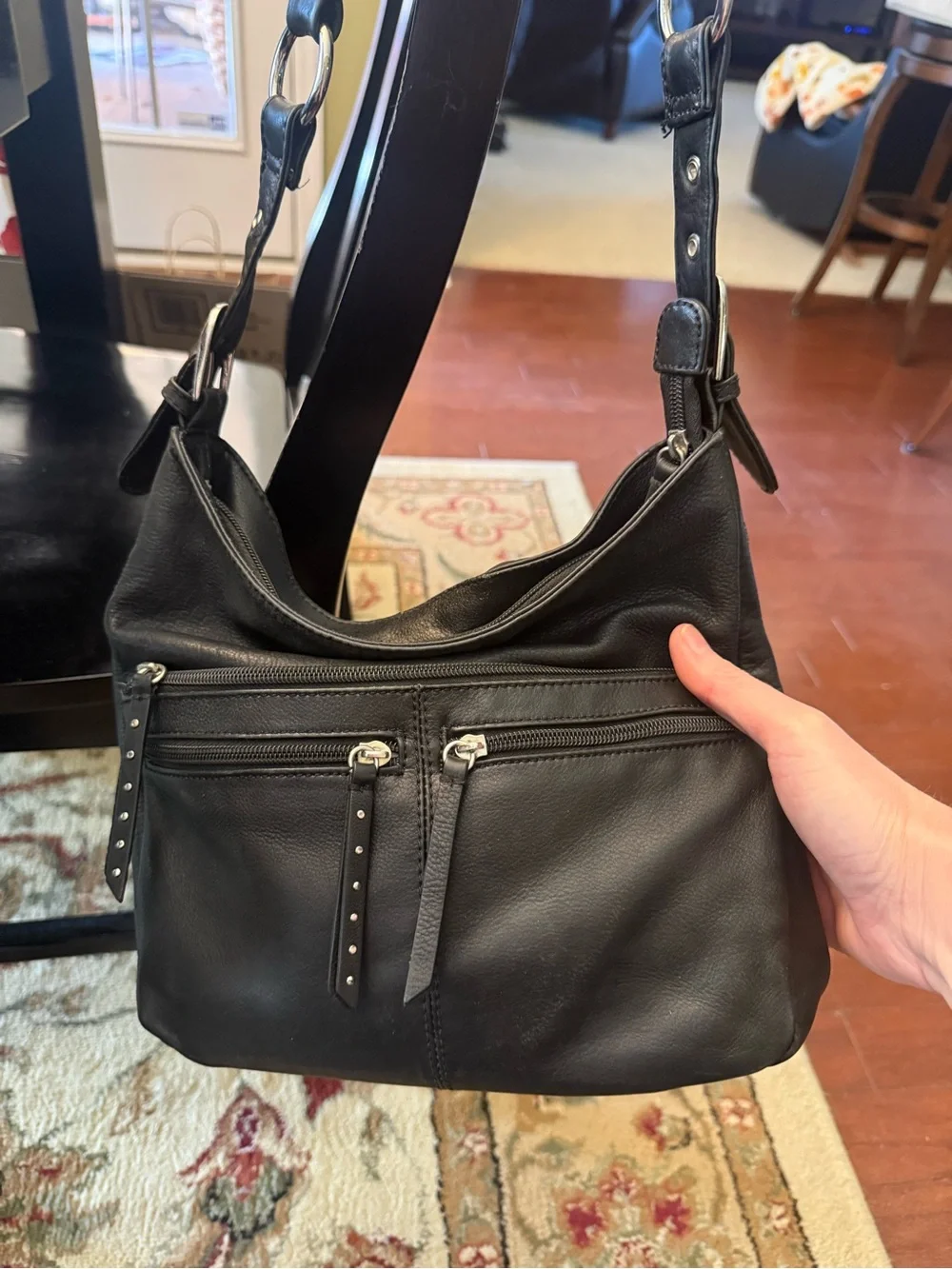 Black Leather Crossbody Bag